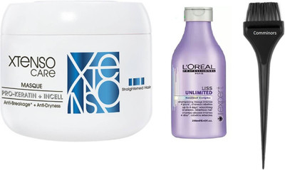 

Comminors Of hair Brush & L'oreal Paris x-tenso care Anti-breakage Conditioner 200ml & Liss unlimited Complex Shampoo 250 ml (set of 3)(Set of 1)