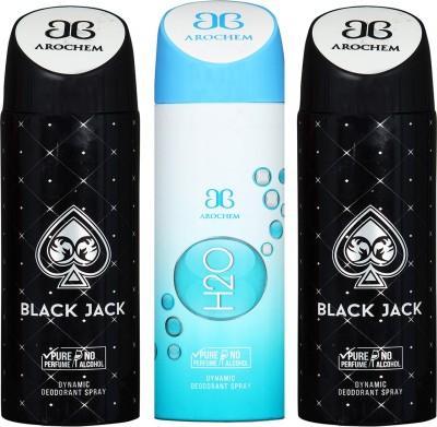 

AROCHEM BLACK JACK-2 & H20 DYNAMIC DEODORANT BODY SPRAY BODY DEO SPRAY Body Spray - For Men & Women(600 ml, Pack of 3)