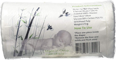 

Lilbit Diaper Baby Biodegradable Flushable Viscose Nappy Liners 100 Sheets Per Roll for Cloth Diaper - M(100 Pieces)