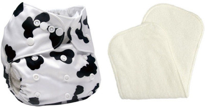 

Triple B Reusable New Adjustable All Sizes Baby Washable Cloth Diaper Nappies for Babies,0 to 2 Years + 1 Microfiber insert Pad - White & Black - L