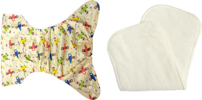 

Triple B Reusable New Adjustable All Sizes Baby Washable Cloth Diaper Nappies for Babies,0 to 2 Years + 1 Microfiber insert pad (Light yellow) - L