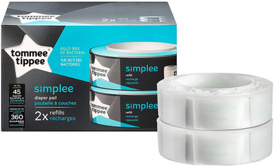 

Tommee Tippee Simplee Diaper Pail Refill Cartridge, 180 Count (2 Pack) - M(180 Pieces)