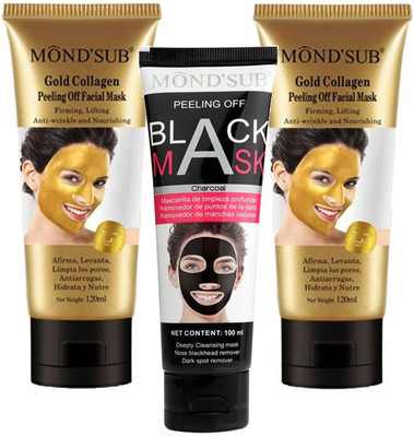 

Mond'sub Gold And Black Peel Off Mask Blackhead Remover with Original activated charcoal(packof3)340ML(340 ml)