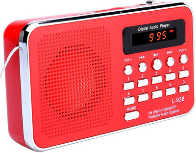 

CRETO New L-938 Portable Digital Radio FM Mp3 Audio Player Support USB pen-drive , aux and memory card FM Radio(Red)