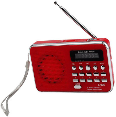 

CRETO New Super Sound L-938 Portable Digital Radio FM Audio Player Support USB pen-drive , aux and memory card FM Radio(Red)