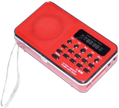 

CRETO L-938 Portable FM Radio MP3 Player Support SD Card, USB and Aux Input speaker FM Radio(Red)