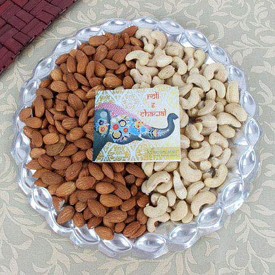 

Ferns N Petals silver thali of dry fruits Combo(400 g)