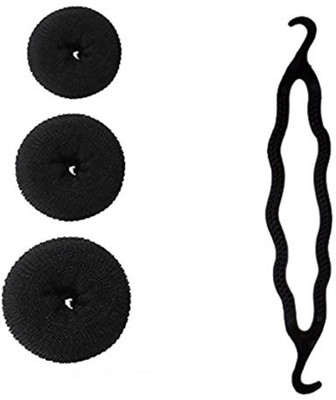 

Param Hair Donut Pack of 3 | All 3 different sizes Hair Accessory Set(Black)