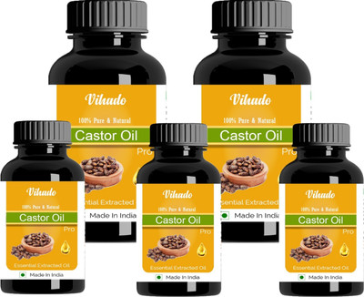 

Vihado Organic 100% Pure Cold Pressed Castor Oil For Hair And Skin Hair Oil 25 ML Pack of 5 (125 ML) Hair Oil(25 ml)