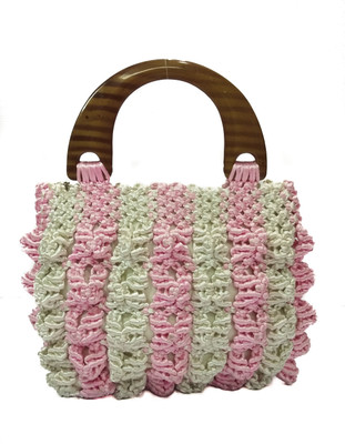 

RITA'S Hand-held Bag(White, Pink), Pink;white