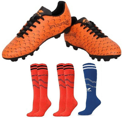 

Nivia Combo of Four - One Pair of 'Encounter 4' football Shoes (Size-6) and Three Pair of football Stocking (Color On Availability)- Football Kit