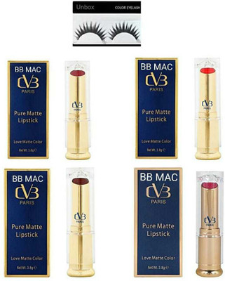 

BB MAC SOFT PURE MATTE ULTRA SMOOTHING LIPSTICK PACK OF 4 (3.8) & 1 PAIR EYE LASHES(MULTICOLOR)