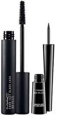 

MAC BB PLUS Waterproof GEL MASCARA and GEL EYELINER COMBO IN BLACK COLOUR FOR ALL WOMENS (Set of 2) 10 ml (black) 10 ml(JET BLACK)