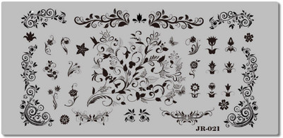 

Imported Stamping Template Rectangle Lace Heart Love Flower Arabesques Nail Art Image Plate JR 021(Silver)