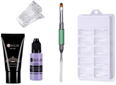 

Sugar 5 in 1 Quick Poly Gel Slip Solution False Mold Brush Tips Clip Nails Extension Kit(Nude)