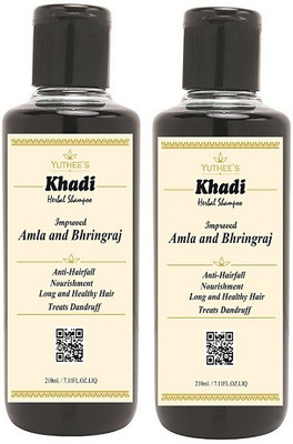 

Yuthee's Khadi Herbal Improved Amla and Bhringraj Shampoo, Pack of 2 (210ml each)(210 ml)