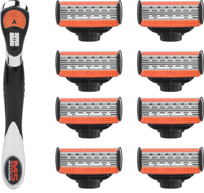 

Hajamat V - 5 Blade Shaving Razor for Men ( 1 Razor Handle + 8 Cartridges )