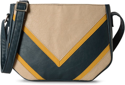 

Baggit Women Casual Blue, Beige PU Sling Bag, Beige;blue