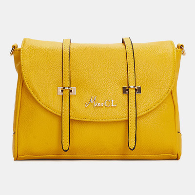 

Miss CL Women Casual Yellow Leatherette Sling Bag