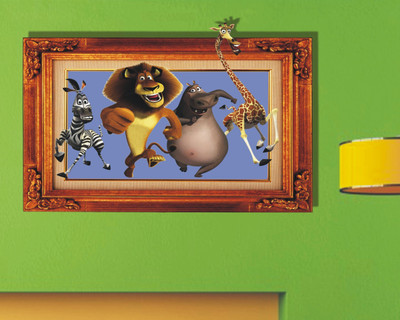 Jagvii 59 cm Animals come out from frame ,Wall sticker Removable Sticker(Pack of 1)