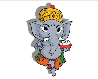 Jump up 45 cm Ganesh ji, Wall sticker Self Adhesive Sticker(Pack of 1)