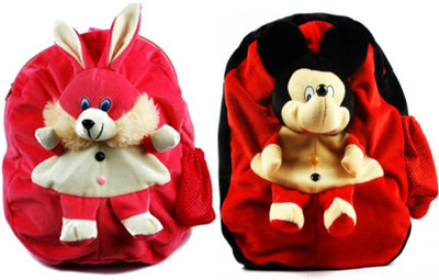 

VIRSAA CUTE BUNNY & MICKEY SOFT TOY PLUSH BAG COMBO - 14 INCHES - 14 inch(Red, Pink), Pink;red