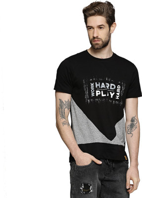 CAMPUS SUTRA Typography Men Round Neck Black T-Shirt