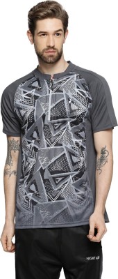 CAMPUS SUTRA Tie & Dye Men Mandarin Collar Grey T-Shirt