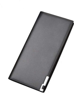 

SYGA Men's Genuine Leather Long Bifold Cheque Book Wallet Card Holder(Black)