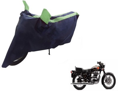 NIKS Two Wheeler Cover for Royal Enfield(500, Black, Green)