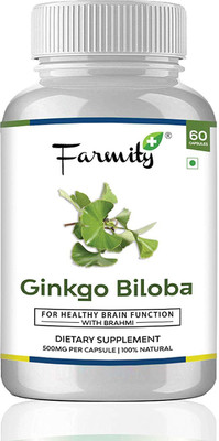 

Farmity Ginkgo Biloba with Brahmi for Healthy Brain Functions - 500mg 60 capsules(60 No)