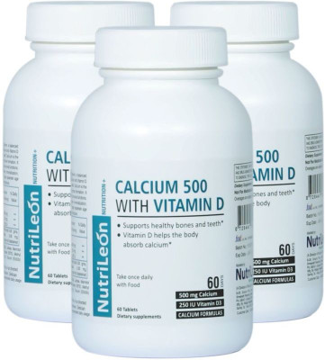 

NutriLeon Calcium Vitamin D3 Supplement Natural Mineral 180 Tablets(180 mg)