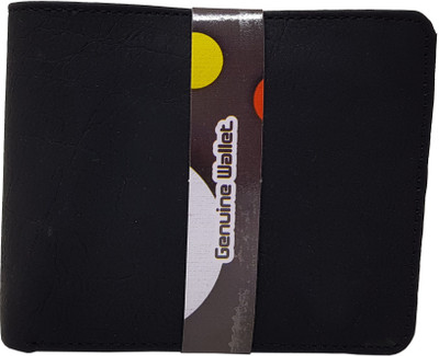 Wildmount Men Black Genuine Leather Wallet(7 Card Slots)