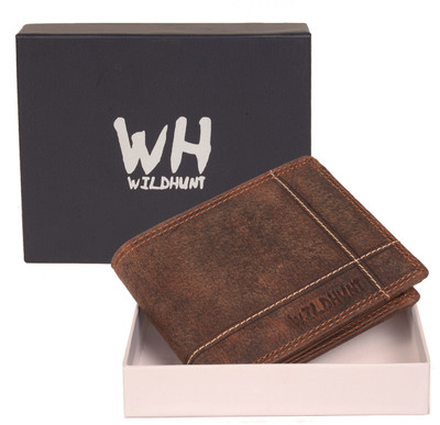

Wildhunt Men Brown Genuine Leather Wallet(6 Card Slots), Dark brown