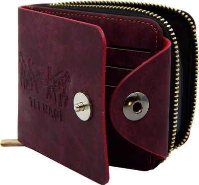 

Teenage Men Red Artificial Leather Wallet(9 Card Slots)