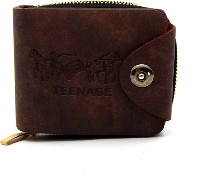 

Teenage Men Brown Artificial Leather Wallet(9 Card Slots), Coffee