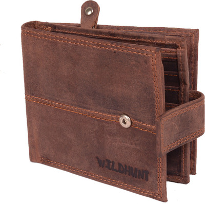

wildhunt Men Brown Genuine Leather Wallet(3 Card Slots), Dark brown