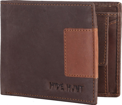 

Hide Hunt Men Brown Genuine Leather Wallet(3 Card Slots)