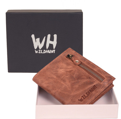 

Wildhunt Men Brown Genuine Leather Wallet(4 Card Slots), Light brown