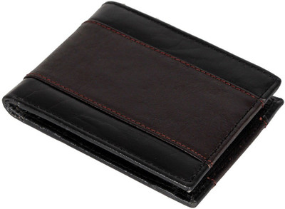 

breiftasche Men Multicolor Genuine Leather Wallet(3 Card Slots), Black