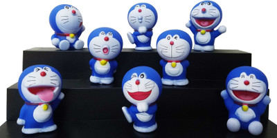 Toy Mela Doraemon And Friends 8 Pcs / Cute Different Doraemon Action Figure(Blue)
