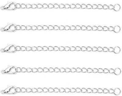 

mrithi Necklace/bracelet extender chain with clasp - 15 Nos - sILVER