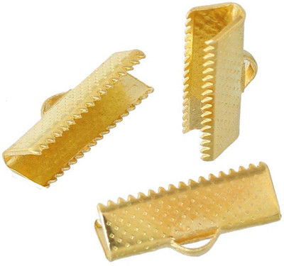 

mrithi Iron Ribbon Crimp Ends, Golden Color - 20 pcs