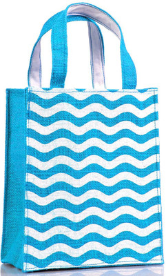 H&B Jute Bag | Gift Bag | Tote Bag | Shopping Bag | Waterproof Lunch Bag(Blue, 10 L)