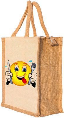 

Nisol® Hungry Emoji Waterproof Lunch Bag(Beige, 12 inch)