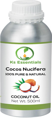 Ks Essentials 100% Pure Coconut Oil (Cocus Nucifera) Natural Therapeutic Grade (500ml)(500 ml)