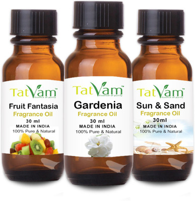 

Tatvam Soap Making Fragrance oil Set of 3 - Gardenia, Sun & Sand, Fruit Fantasia (30 ml Each)(30 ml)