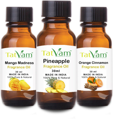 

Tatvam Soap Making Fragrance oil Set of 3 - Pineapple, Mango Madness, Orange Cinnamon (30 ml Each)(30 ml)