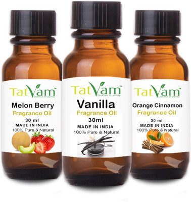 

Tatvam Soap Making Fragrance oil Set of 3 - Orange Cinnamon, Melon Berry, Vanilla (30 ml Each)(30 ml)
