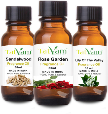 

Tatvam Soap Making Fragrance oil Set of 3 - Rose Garden, Sandalwood, lily of the Valley (30 ml Each)(30 ml)